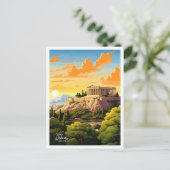 Carte Postale Illustration du Vintage voyage artistique d'Athène (Debout devant)