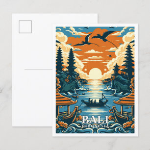 Carte Postale Illustration du Vintage voyage artistique de Bali
