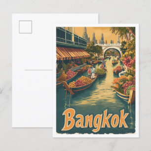 Carte Postale Illustration du Vintage voyage artistique de Bangk