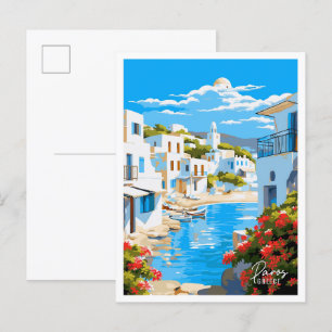 Carte Postale Illustration du Vintage voyage artistique de Paros
