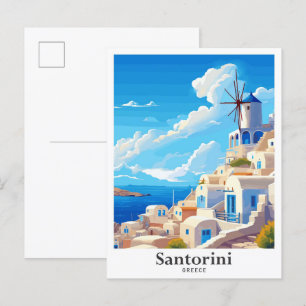 Carte Postale Illustration du Vintage voyage artistique de Santo