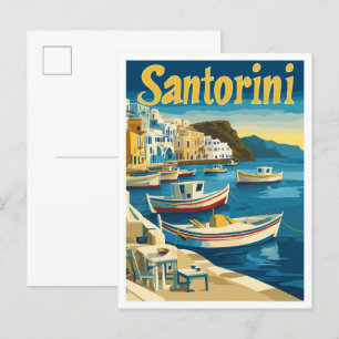 Carte Postale Illustration du Vintage voyage artistique de Santo