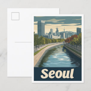 Carte Postale Illustration du Vintage voyage artistique de Séoul