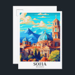 Carte Postale Illustration du Vintage voyage artistique de Sofia<br><div class="desc">Sofia Bulgarie Vintage voyage d'art Peinture de portrait</div>