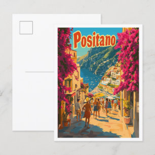 Carte Postale Illustration du Vintage voyage artistique Positano