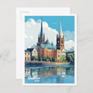 Carte Postale Illustration du Vintage voyage d'art de Dublin Irl