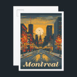 Carte Postale Illustration du Vintage voyage d'art de Montréal C<br><div class="desc">Illustration du lieu de voyage Art Vintage de Montréal Canada</div>