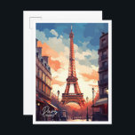 Carte Postale Illustration du Vintage voyage d'art de Paris Fran<br><div class="desc">Illustration du lieu de voyage Paris France Art Vintage</div>