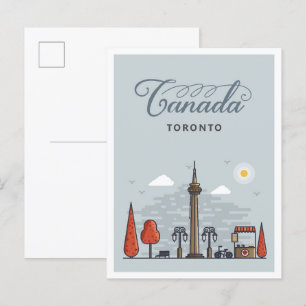 Carte Postale Illustration du Vintage voyage d'art de Toronto Ca