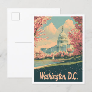 Carte Postale Illustration du Vintage voyage d'art de Washington