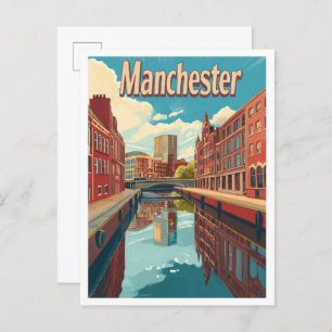 Carte Postale Illustration du Vintage voyage d'art Manchester En
