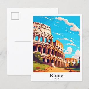 Carte Postale Illustration du Vintage voyage d'art Rome Italie