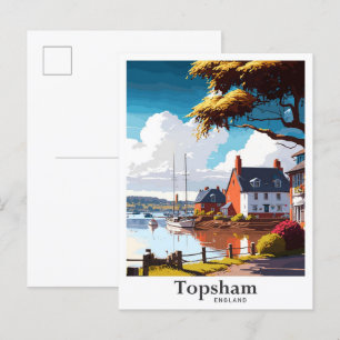 Carte Postale Illustration du Vintage voyage d'art Topsham Angle