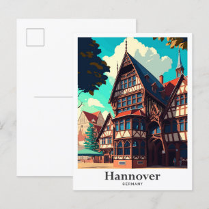 Carte Postale Illustration du Vintage voyage de Hanovre Allemagn