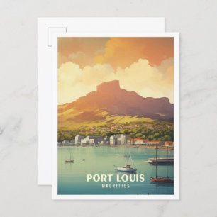 Carte Postale Illustration du Vintage voyage de Port Louis Mauri
