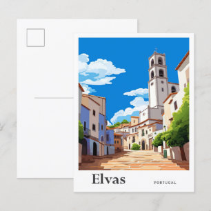 Carte Postale Illustration du Vintage voyage Elvas Portugal