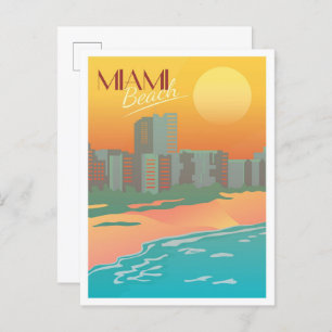 Carte Postale Illustration du Vintage voyage Miami Beach Florida