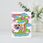 Carte Postale Illustration du vol de dragon chinois (Debout devant)