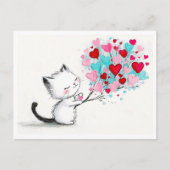 Carte Postale Illustration d'un adorable chaton avec des cœurs (Devant)