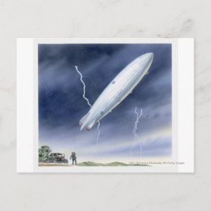 Carte Postale Illustration d'un aéronef frappé par la foudre