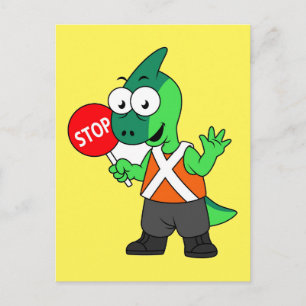 Carte Postale Illustration d'un agent de la circulation Parasaur