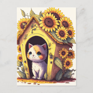 Carte Postale Illustration d'un artiste adorable Posing Kitty Ca