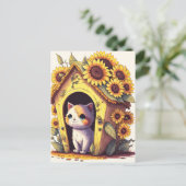 Carte Postale Illustration d'un artiste adorable Posing Kitty Ca (Debout devant)