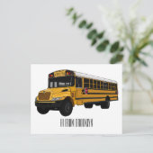Carte Postale Illustration d'un autobus scolaire (Debout devant)