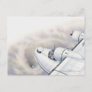 Carte Postale Illustration d'un avion volant au-dessus d'un trou