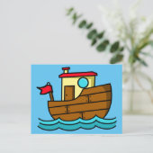Carte Postale Illustration d'un bateau à cartons mignons (Debout devant)