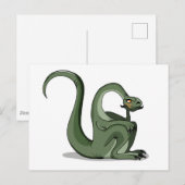 Carte Postale Illustration D'Un Brontosaurus Caricaturé Qui Pens (Devant / Derrière)