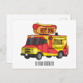 Carte Postale Illustration d'un camion de nourriture pour chien  (Devant / Derrière)