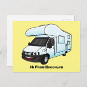 Carte Postale Illustration d'un campervan heureux (Devant / Derrière)