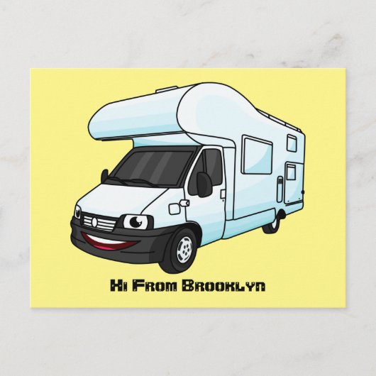 Carte Postale Illustration d'un campervan heureux (Devant)