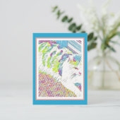 Carte Postale Illustration d'un chat blanc artistique (Debout devant)
