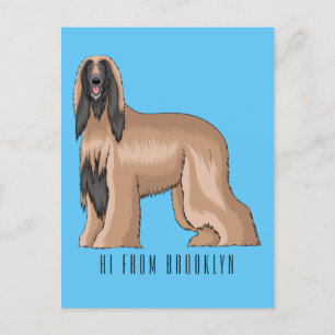 Carte Postale Illustration d'un chien hound afghan