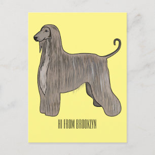 Carte Postale Illustration d'un chien hound afghan