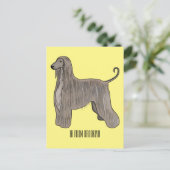 Carte Postale Illustration d'un chien hound afghan (Debout devant)