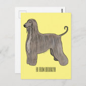 Carte Postale Illustration d'un chien hound afghan (Devant / Derrière)