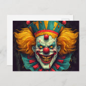 Carte Postale Illustration d'un clown funhouse infime (Devant / Derrière)