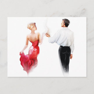 Carte Postale Illustration d'un couple dansant le tango
