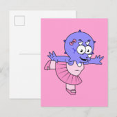 Carte Postale Illustration d'un danseur de ballet Triceratops. (Devant / Derrière)
