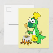 Carte Postale Illustration d'un dinosaure Parasaurolophus en tra (Devant / Derrière)