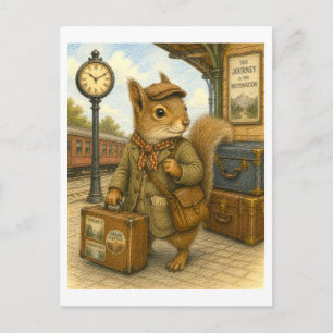 Carte Postale Illustration d'un écureuil voyageur
