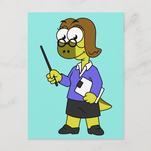 Carte Postale Illustration D'Un Enseignant Pachycéphalosaure. (Devant)