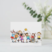 Carte Postale Illustration d'un groupe d'enfants comprenant un (Debout devant)