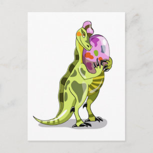 Carte Postale Illustration D'Un Lambéosaure Portant Un Oeuf.