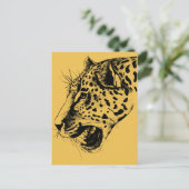 Carte Postale Illustration d'un léopard tiré à la main noir et j (Debout devant)