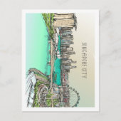 Carte Postale Illustration d'un lieu de voyage célèbre à Singapo (Devant)