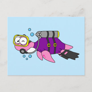 Carte Postale Illustration D'Un Loch Ness Monster Scuba Diver.